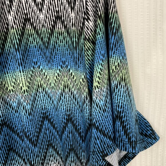 Per Seption Concept Tunic Top Women 1X Black White Red Chevron 3/4 Sleeve Blouse - Picture 4 of 16